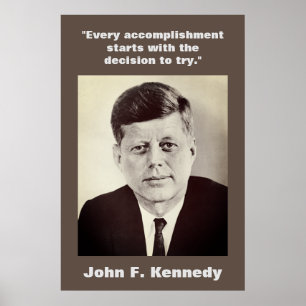 JFK John F. Kennedy Quote Motivatie Brown Poster