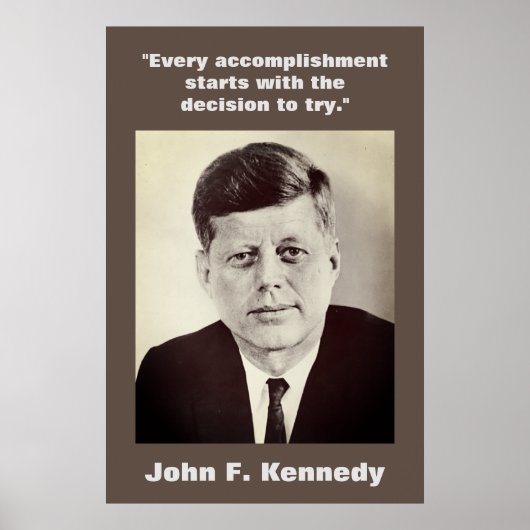 JFK John F. Kennedy Quote Motivatie Brown Poster (Voorkant)