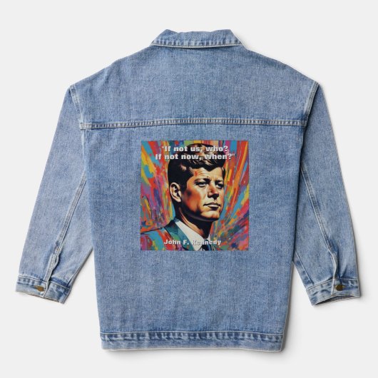 JFK John F. Kennedy Quote Motivatie inspiratie Denim Jacket (Achterkant)
