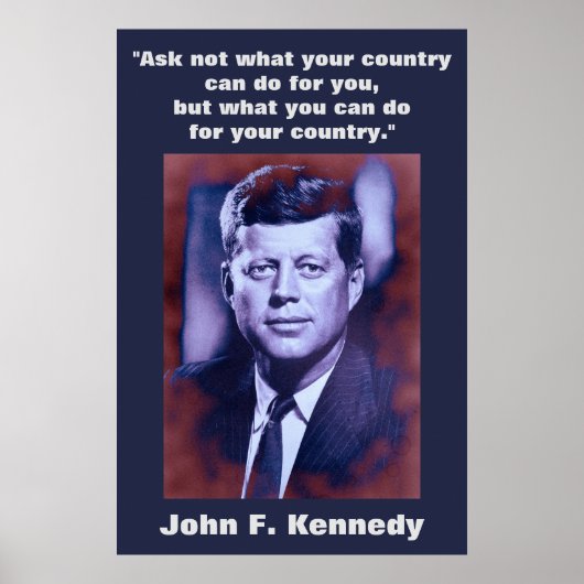 JFK John F. Kennedy Quote Motivatie inspiratie Poster (Voorkant)