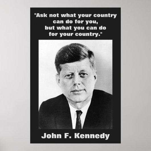 JFK John F. Kennedy Quote Motivatie inspiratie Poster (Voorkant)