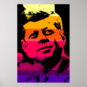 JFK John F. Kennedy Rood Geel Violet Pop Art Poster