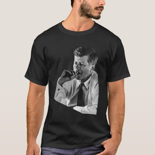 JFK John F Kennedy Sigaar Roken Roker T-shirt (Voorkant)