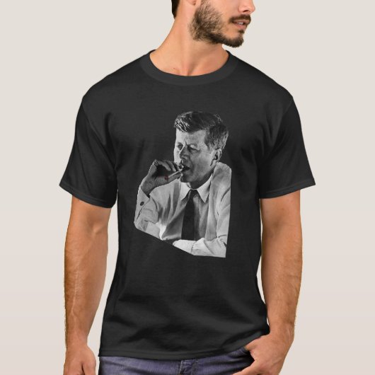 JFK John F Kennedy Sigaar Roken Roker T Shirt (Voorkant)