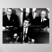 JFK kondigt Moon Landing Mission aan Poster (Voorkant)
