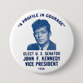 JFK Memorial pin 1956 Ronde Button 7,6 Cm (Voorkant)