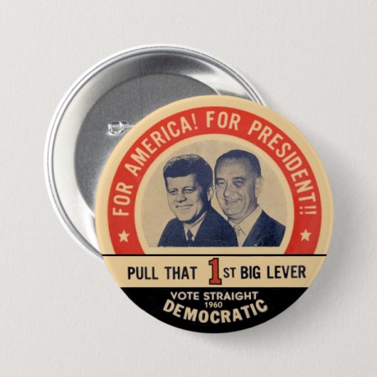JFK Memorial pin 1960 Ronde Button 7,6 Cm (Voorkant /achterkant)