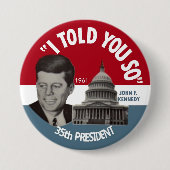 JFK Memorial Pin 1961 Ronde Button 7,6 Cm (Voorkant)