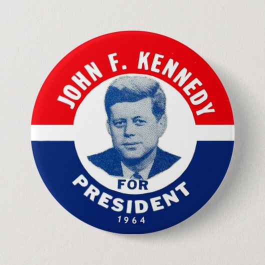JFK Memorial pin 1964 Ronde Button 7,6 Cm (Voorkant)