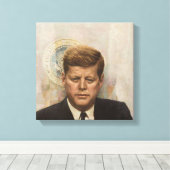 JFK & presidentiële zegel Canvas Afdruk (Insitu (Houten vloer))