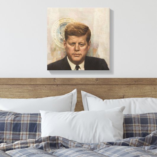 JFK & presidentiële zegel Canvas Afdruk (Insitu (Slaapkamer))