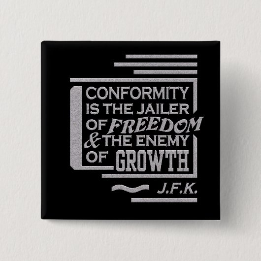 JFK-prijsopgave Vierkante Button 5,1 Cm (Voorkant)