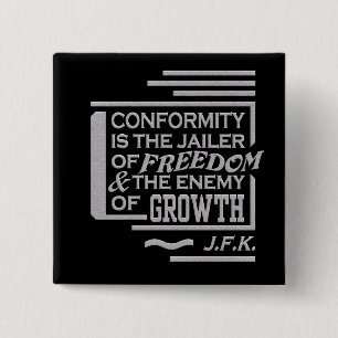 JFK-prijsopgave Vierkante Button 5,1 Cm