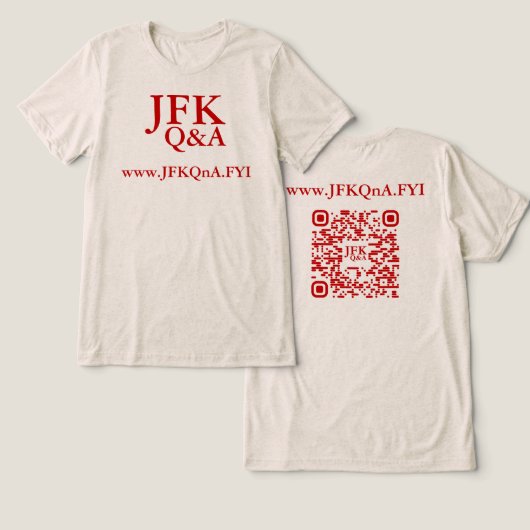 JFK Q&A Tri-Blend SHIRT (Ontwerp Voorkant & Achterkant)