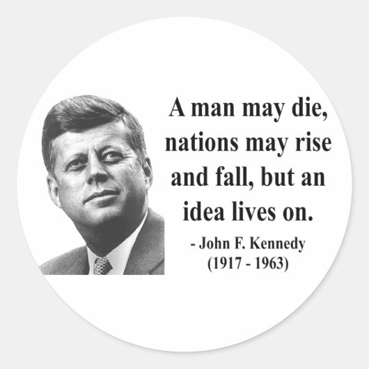 JFK Quote 4b Ronde Sticker (Voorkant)