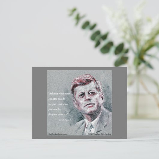 JFK & Quote Briefkaart (Staand voorkant)