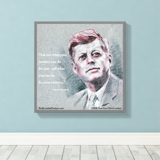 JFK & Quote Canvas Afdruk (Insitu (Houten vloer))