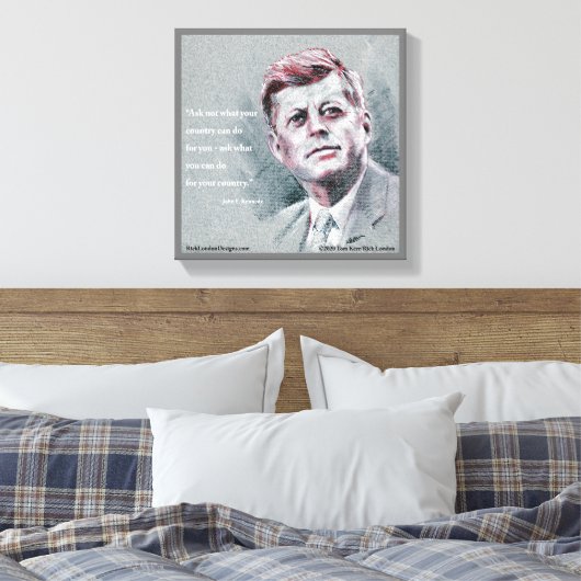 JFK & Quote Canvas Afdruk (Insitu (Slaapkamer))