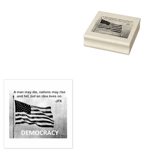 JFK Quote Democracy American Flag Design Rubberstempel (Gestempeld)