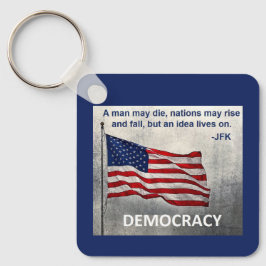 JFK Quote Democracy American Flag Design Sleutelhanger
