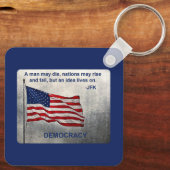 JFK Quote Democracy American Flag Design Sleutelhanger (Achterkant)