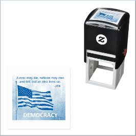 JFK Quote Democracy American Flag Design Zelfinktende Stempel
