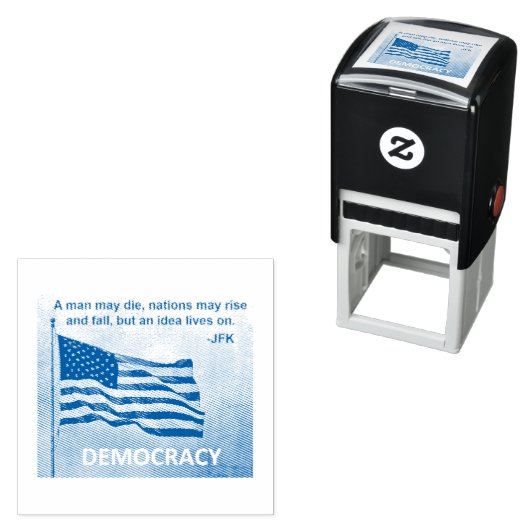 JFK Quote Democracy American Flag Design Zelfinktende Stempel (In situ)