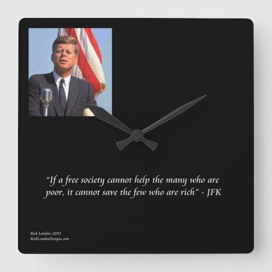 JFK & Reddende Rijk/Arm Quote Wandklok (Voorkant)