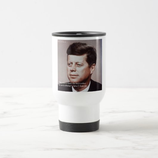 JFK Repareer Het Dak Bekende Quote Reisbeker (Center)