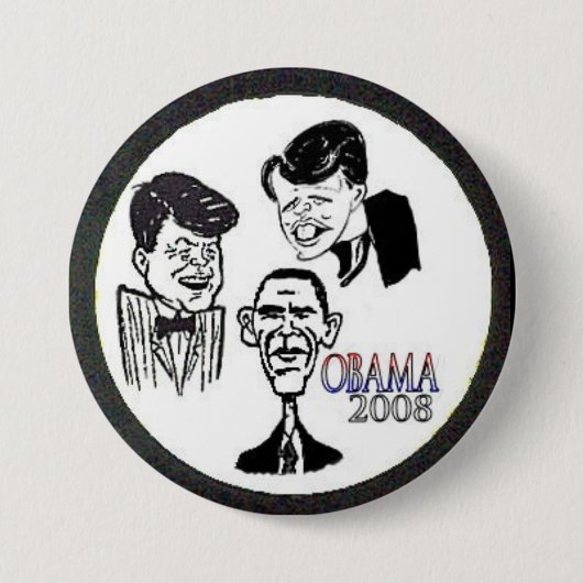 JFK/RFK/BHO Caricature Button (Voorkant)