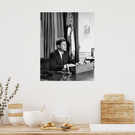 JFK richt zich op de natie Poster (Keuken)