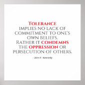 JFK Tolerance Quote Typografie Poster (Voorkant)