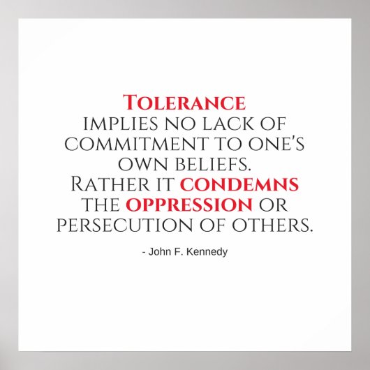 JFK Tolerance Quote Typografie Poster (Voorkant)