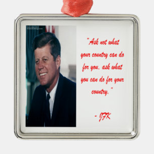 JFK & Vraag niet Citaat Metalen Ornament
