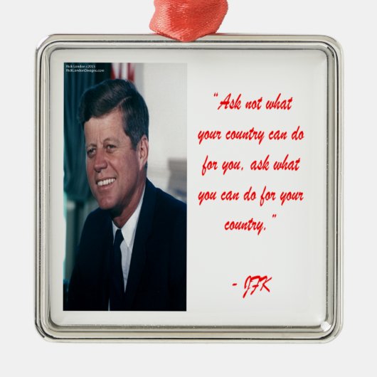 JFK & Vraag niet Citaat Metalen Ornament (Voorkant)