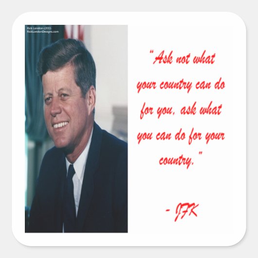 JFK & Vraag niet Citaat Vierkante Sticker (Voorkant)