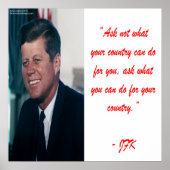 JFK & Vraag niet het Poster van de Citaat (Voorkant)