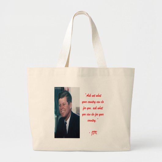 JFK & Vraag Niet Quote Grote Tote Bag (Voorkant)