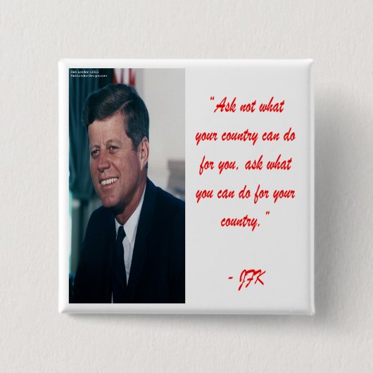 JFK & Vraag Niet Quote Vierkante Button 5,1 Cm (Voorkant)