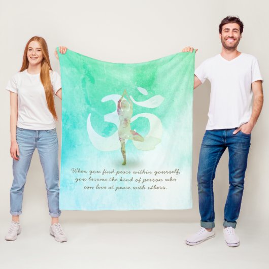 JGA Instructor Meditation Tree Pose Om Sign Quote Fleece Deken (In situ)
