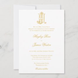 JH Monogram of HJ Monogram Wedding Invitaties Kaart