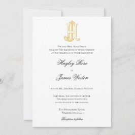 JH Monogram of HJ Monogram Wedding Invitaties Kaart