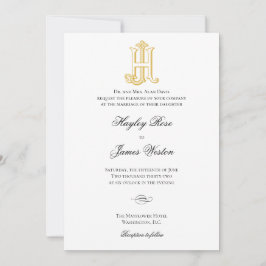 JH Monogram of HJ Monogram Wedding Invitaties Kaart