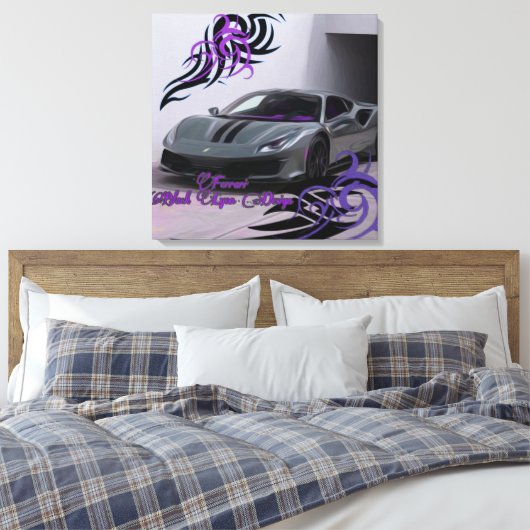 Jhgf olie Zwart Lyon ontwerp Canvas Afdruk (Insitu (Slaapkamer))