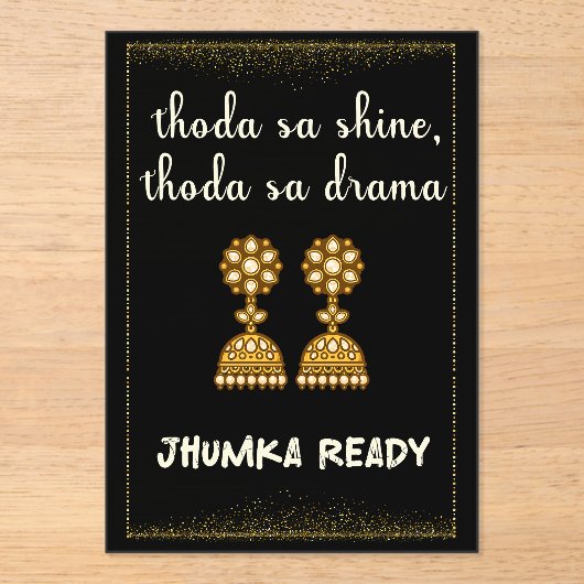 jhumka desi wedding sign acryl uitnodigingen (Voorkant)