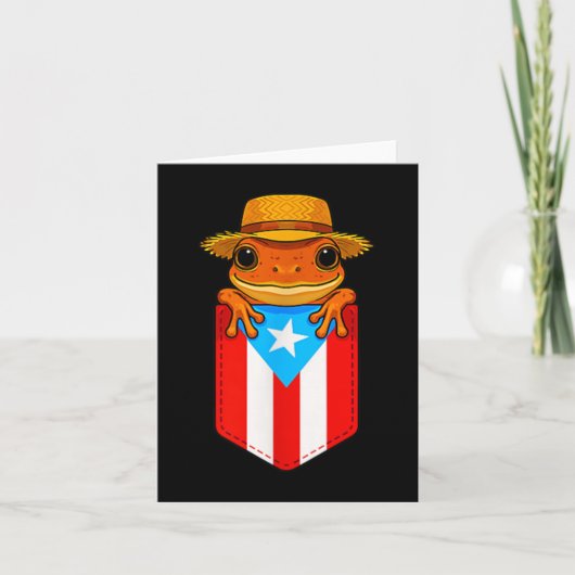 Jibaro Coqui Kikker Puerto Rico Vlag Boricua Zak  Kaart (Voorkant)
