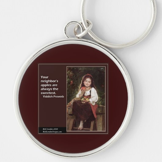 Jiddische uitdrukking over appels & grafisch sleutelhanger (Voorkant)