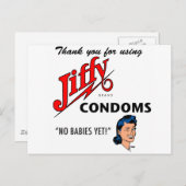 Jiffy Brand Condom Gear! Briefkaart (Voorkant / Achterkant)
