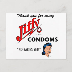Jiffy Brand Condom Gear! Briefkaart
