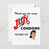 Jiffy Brand Condom Gear! Briefkaart (Voorkant / Achterkant)